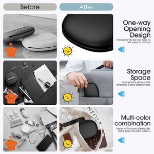 Nearockle Silicone Headphone Organizer - Compact Data Cable Storage Bag for Cell Phone Accessories, Earphones, Keys, Cords, and More - Includes 2 Cases and 4 Cable Ties (White/Black)