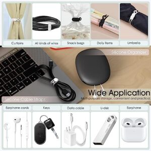 Nearockle Silicone Headphone Organizer - Compact Data Cable Storage Bag for Cell Phone Accessories, Earphones, Keys, Cords, and More - Includes 2 Cases and 4 Cable Ties (White/Black)