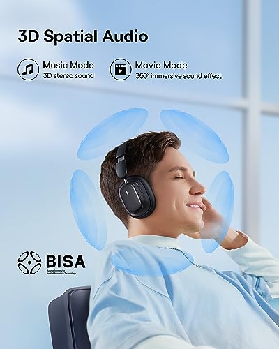 Baseus Active Noise Cancelling Headphones with 100H Playtime, LHDC Hi-Res Sound, Reduce Noise by Up to 95%, Spatial Audio, ENC Mics, 0.038s Low Latency, Bluetooth 5.3 Wireless Headphones - Bowie H1i