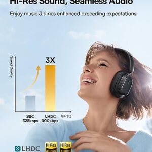 Baseus Active Noise Cancelling Headphones with 100H Playtime, LHDC Hi-Res Sound, Reduce Noise by Up to 95%, Spatial Audio, ENC Mics, 0.038s Low Latency, Bluetooth 5.3 Wireless Headphones - Bowie H1i