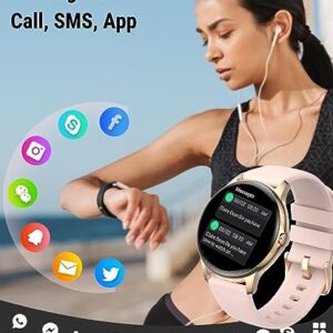 Holiday Smart Watch for Women (Answer/Make Calls), 1.3” HD Full Touch Screen Heart Rate/Sleep Monitor/Pedometer, 100 Sports 3ATM Waterproof Fitness Watch for Android iOS Phone