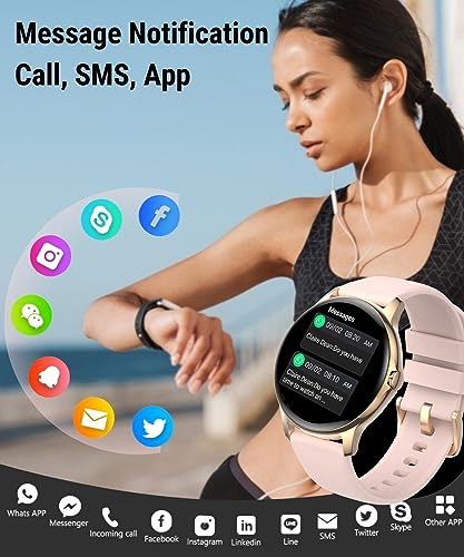 Holiday Smart Watch for Women (Answer/Make Calls), 1.3” HD Full Touch Screen Heart Rate/Sleep Monitor/Pedometer, 100 Sports 3ATM Waterproof Fitness Watch for Android iOS Phone