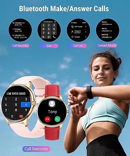 Holiday Smart Watch for Women (Answer/Make Calls), 1.3” HD Full Touch Screen Heart Rate/Sleep Monitor/Pedometer, 100 Sports 3ATM Waterproof Fitness Watch for Android iOS Phone