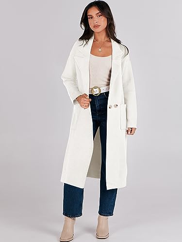 ANRABESS Women Fall Coat Long Sleeve Jacket Coatigan Open Front Button Pockets Long Cardigan Oversized Slouchy Sweater Coat 2023 Trendy Clothes B1132mibai-L