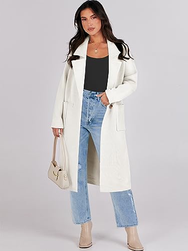 ANRABESS Women Fall Coat Long Sleeve Jacket Coatigan Open Front Button Pockets Long Cardigan Oversized Slouchy Sweater Coat 2023 Trendy Clothes B1132mibai-L