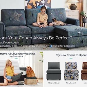 LINSY HOME Oversized Modular Sectional Sofa, Convertible Sectional Sofa Couch with Memory Foam, Modular Sleeper Sofa Covers Removable and Changeable, 10 Seat Sofa Sets for Living Room, Dark Grey