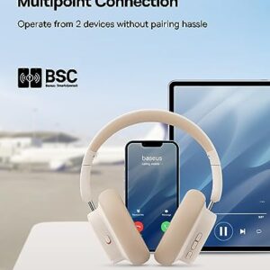 Baseus Active Noise Cancelling Headphones with 100H Playtime, LHDC Hi-Res Sound, Reduce Noise by Up to 95%, Spatial Audio, ENC Mics, 0.038s Low Latency, Bluetooth 5.3 Wireless Headphones - Bowie H1i