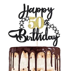 1 pcs happy 50th birthday cake topper,happy 50 birthday cake decoration for happy 50th birthday cheers to 50 party decorations 50 anniversary birthday cake decorations supplies（star river series）