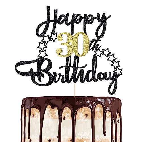 1 PCS Happy 30th Birthday Cake Topper,Happy 30 Birthday Cake Decoration for Happy 30th Birthday Cheers to 30 Party Decorations 30 Anniversary Birthday Cake Decorations Supplies（Star River series）