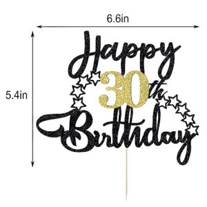 1 PCS Happy 30th Birthday Cake Topper,Happy 30 Birthday Cake Decoration for Happy 30th Birthday Cheers to 30 Party Decorations 30 Anniversary Birthday Cake Decorations Supplies（Star River series）