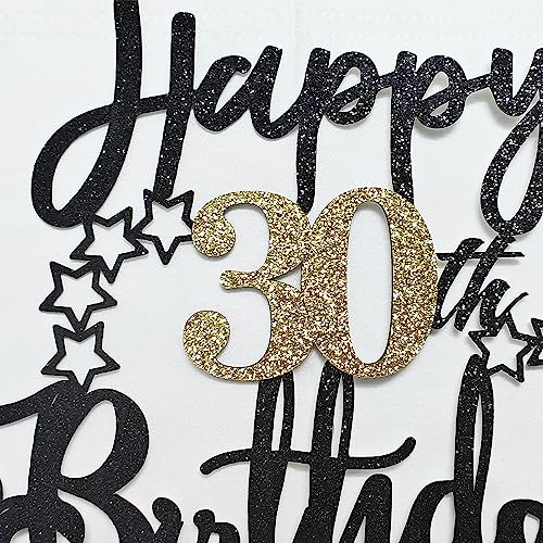 1 PCS Happy 30th Birthday Cake Topper,Happy 30 Birthday Cake Decoration for Happy 30th Birthday Cheers to 30 Party Decorations 30 Anniversary Birthday Cake Decorations Supplies（Star River series）