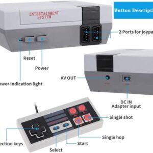 Retro Game Console, Classic Mini Game Console, AV Output 8-Bit Game System, Built-in 620 Video Games With 2 Classic Controllers - Plug and Play for Kids Birthday