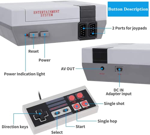 Retro Game Console, Classic Mini Game Console, AV Output 8-Bit Game System, Built-in 620 Video Games With 2 Classic Controllers - Plug and Play for Kids Birthday