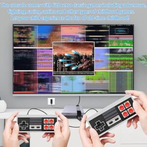 Retro Game Console, Classic Mini Game Console, AV Output 8-Bit Game System, Built-in 620 Video Games With 2 Classic Controllers - Plug and Play for Kids Birthday