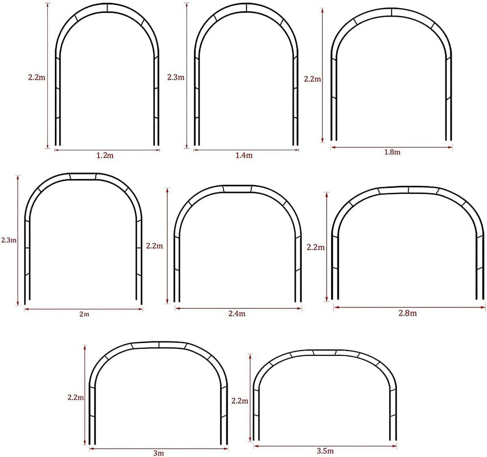 Heavy Duty Metal Garden Arch, Rose Arches Arbor Flower Stand, Wedding Arch Party Ceremony Decoration Climbing Plant Support Trellis, with Base,White,W1.2M*H2.2M