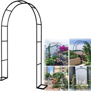 Heavy Duty Metal Garden Arch, Rose Arches Arbor Flower Stand, Wedding Arch Party Ceremony Decoration Climbing Plant Support Trellis, with Base,White,W1.2M*H2.2M