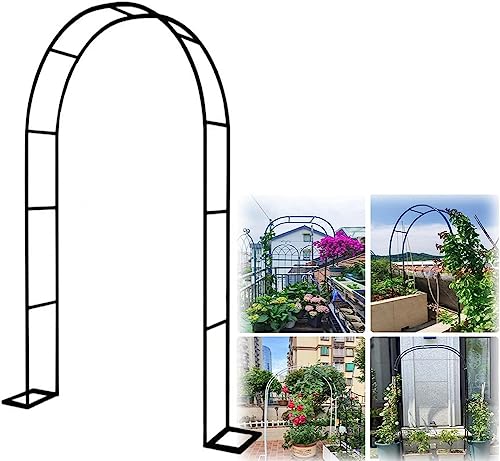 Heavy Duty Metal Garden Arch, Rose Arches Arbor Flower Stand, Wedding Arch Party Ceremony Decoration Climbing Plant Support Trellis, with Base,White,W1.2M*H2.2M