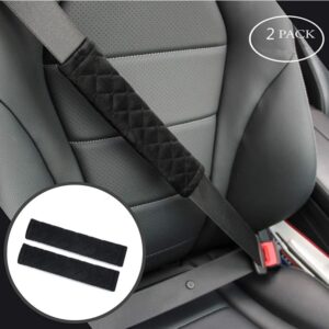 FANTIA 2 PCS Car Seat Belt Pads Cover, Seat Belt Shoulder Strap Covers Protector to Release Stress to Your Neck and Shoulder for a Safety Driving (Black)