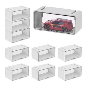 10pcs clear acrylic display case for car mold, scale matchbox wheel display case wall diecast model car cabinet white car wheel storage shelves showcase organizer for mini car, 3.54 x 1.57 x 1.38 inch