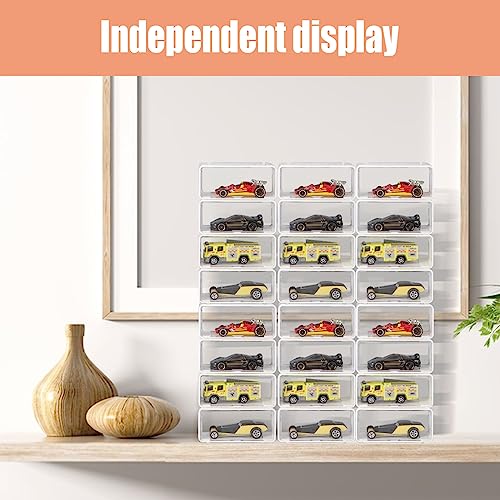 10pcs Clear Acrylic Display Case for Car Mold, Scale Matchbox Wheel Display Case Wall Diecast Model Car Cabinet White Car Wheel Storage Shelves Showcase Organizer for Mini Car, 3.54 x 1.57 x 1.38 inch