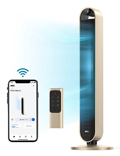 Dreo Tower Fan Smart Voice Control, 25 DB Quiet DC Portable Bladeless Fan, 90° Oscillating, 12H Timer, 42 Inch Floor Fans & Smart Tower Fan Voice Control, 120° Oscillating Fan Works