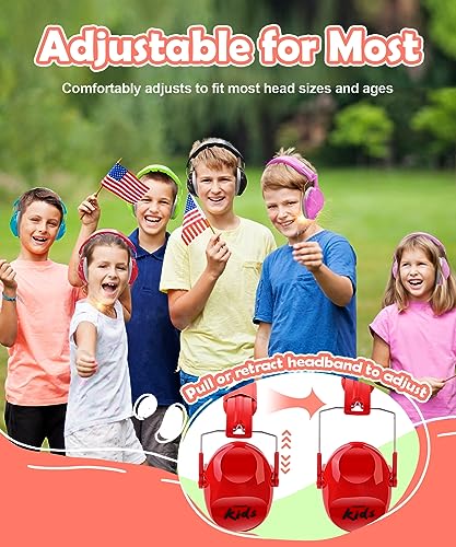 PROHEAR 032 2.0 Noise Cancelling Headphones for Kids - 25dB Noise Reduction - Adjustable Sensory Ear Protection Muffs for Concert, Fireworks, Monster Truck Shows, School - Red