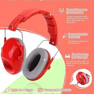 PROHEAR 032 2.0 Noise Cancelling Headphones for Kids - 25dB Noise Reduction - Adjustable Sensory Ear Protection Muffs for Concert, Fireworks, Monster Truck Shows, School - Red