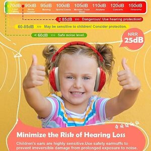 PROHEAR 032 2.0 Noise Cancelling Headphones for Kids - 25dB Noise Reduction - Adjustable Sensory Ear Protection Muffs for Concert, Fireworks, Monster Truck Shows, School - Red