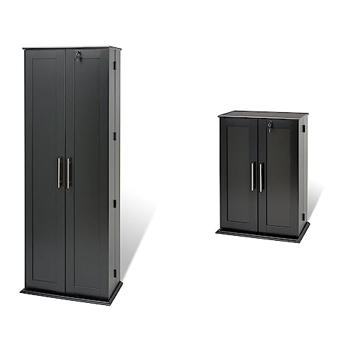 Prepac Grande Locking Media Storage Cabinet with Shaker Doors Storage Cabinet, Black & Locking Media Storage Cabinet with Shaker Doors Storage Cabinet, Black