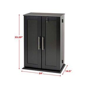 Prepac Grande Locking Media Storage Cabinet with Shaker Doors Storage Cabinet, Black & Locking Media Storage Cabinet with Shaker Doors Storage Cabinet, Black