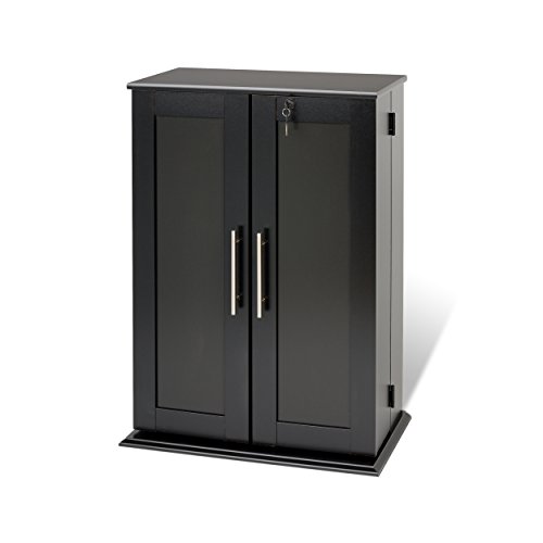 Prepac Grande Locking Media Storage Cabinet with Shaker Doors Storage Cabinet, Black & Locking Media Storage Cabinet with Shaker Doors Storage Cabinet, Black