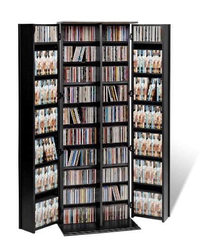 Prepac Grande Locking Media Storage Cabinet with Shaker Doors Storage Cabinet, Black & Locking Media Storage Cabinet with Shaker Doors Storage Cabinet, Black