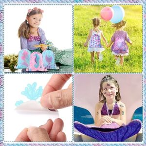 Sasylvia 110 Pcs Mermaid Party Supplies Favors Include Mermaid Silicone Bracelets Button Pins Mermaid Drawstring Bags Stamps Keychains Stickers for Kids Girls Mermaid Theme Birthday Party Supplies