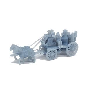 outland models scenery horse-drawn fire engine wagon w firefighters 1:160 n scale