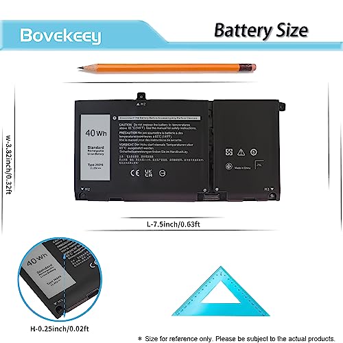 Bovekeey JK6Y6 Battery 40Wh 11.25V for Dell Latitude 3410 3510, Vostro 5300 5401 5501, Inspiron 5300 5401 5402 5408 5409 5508 5400 5406 7405 7300 7500 2-in-1 Silver Series H5CKD 0C5KG6 0CF5RH