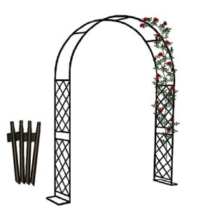 metal garden arbor climbing plants steel arch 79" 87" 102" 55" 71" w outdoor rose trellis archway party decoration square tube (color : black, size : 87" w x 98" h)