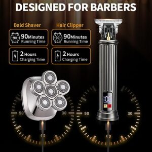 VOTMONI Head Shavers for Bald Men & Professional Barber Clippers Zero Gapped Hair Trimmer for Men, Rotary Bald Shavers Cordless Beard Trimmer Grooming Kit