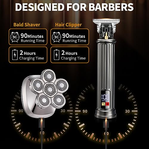 VOTMONI Head Shavers for Bald Men & Professional Barber Clippers Zero Gapped Hair Trimmer for Men, Rotary Bald Shavers Cordless Beard Trimmer Grooming Kit