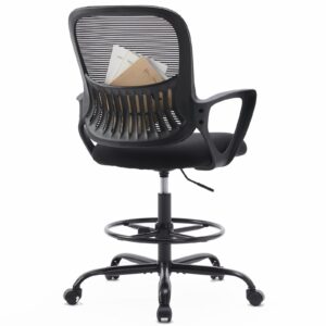 drafting chair tall office chair standing desk chair with thicker seat, tall desk chair ergonomic high office chair with adjustable foot-ring, counter height office chairs for bar height desk
