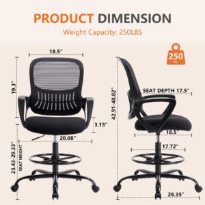 Drafting Chair Tall Office Chair Standing Desk Chair with Thicker Seat, Tall Desk Chair Ergonomic High Office Chair with Adjustable Foot-Ring, Counter Height Office Chairs for Bar Height Desk