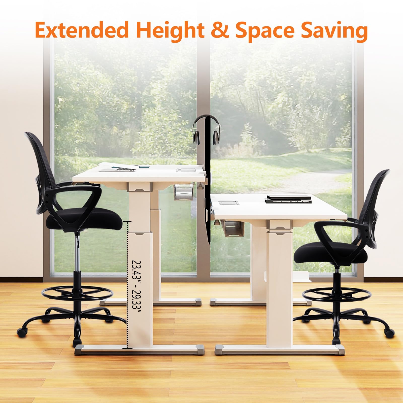 Drafting Chair Tall Office Chair Standing Desk Chair with Thicker Seat, Tall Desk Chair Ergonomic High Office Chair with Adjustable Foot-Ring, Counter Height Office Chairs for Bar Height Desk