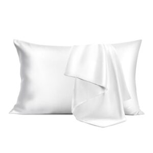 bedelite satin pillowcase for hair and skin, upgraded satin pillow cases standard size with hidden zipper 20x26 inches, ultra smooth and soft cooling pillow cases for hot sleepers(white, 1 pack)