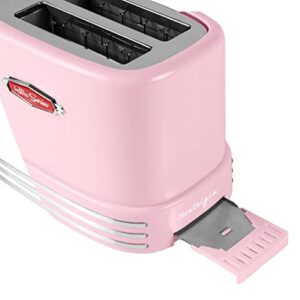 Nostalgia Retro Countertop Microwave Oven - Large 800-Watt - 0.9 cu ft - 12 Pre-Programmed Cooking Settings - Digital Clock - Kitchen Appliances - Pink & Retro Wide 2-Slice Toaster, Vintage Design