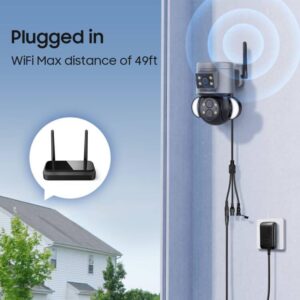 4MP Security Camera Outdoor, 10X Optical Zoom,Dual-Lens Wifi Wireless Camera,360° Pan/Tilt/Zoom Security Camera System with Motion Tracking, Two-Way Talk,Siren Alarm, Color Night Vision,Dual Screen