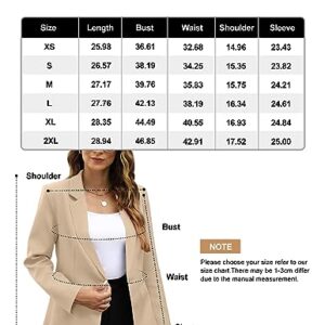 Sucolan Open Front Blazer for Women Business Causal Suit Jackets Fitted Long Sleeve Blazer Jackets Khaki M