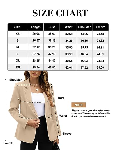 Sucolan Open Front Blazer for Women Business Causal Suit Jackets Fitted Long Sleeve Blazer Jackets Khaki M