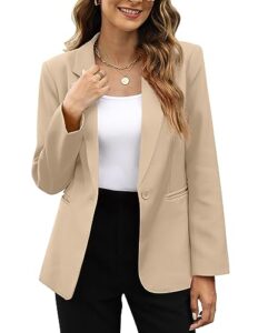 sucolan open front blazer for women business causal suit jackets fitted long sleeve blazer jackets khaki m