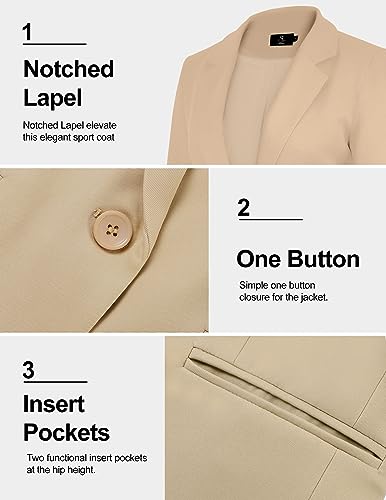 Sucolan Open Front Blazer for Women Business Causal Suit Jackets Fitted Long Sleeve Blazer Jackets Khaki M