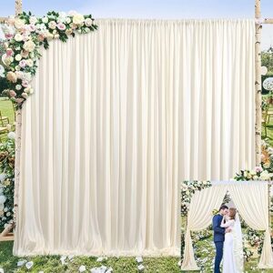 co-ave champagne backdrop curtain for parties 10x7ft wrinkle free wedding baby shower curtain backdrop for birthday party background decorations white chiffon fabric drapes 5x7ft, 2 panels