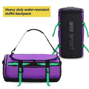 MIER Large Duffel Backpack Sports Gym Bag with Shoe Compartment, Heavy Duty and Water Resistant, Purple, 60L